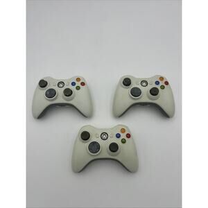 Microsoft Xbox 360 White Wireless Controller Lot of 3 - UNTESTED